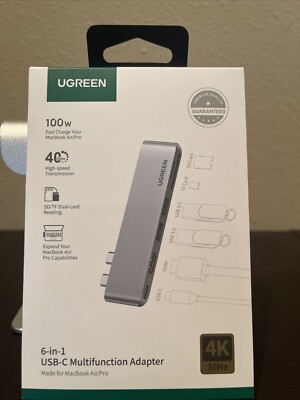 Ugreen 6 in1 Hub Usb-C,4K HDMI 30Hz,100w Fast Charge,Card Reader