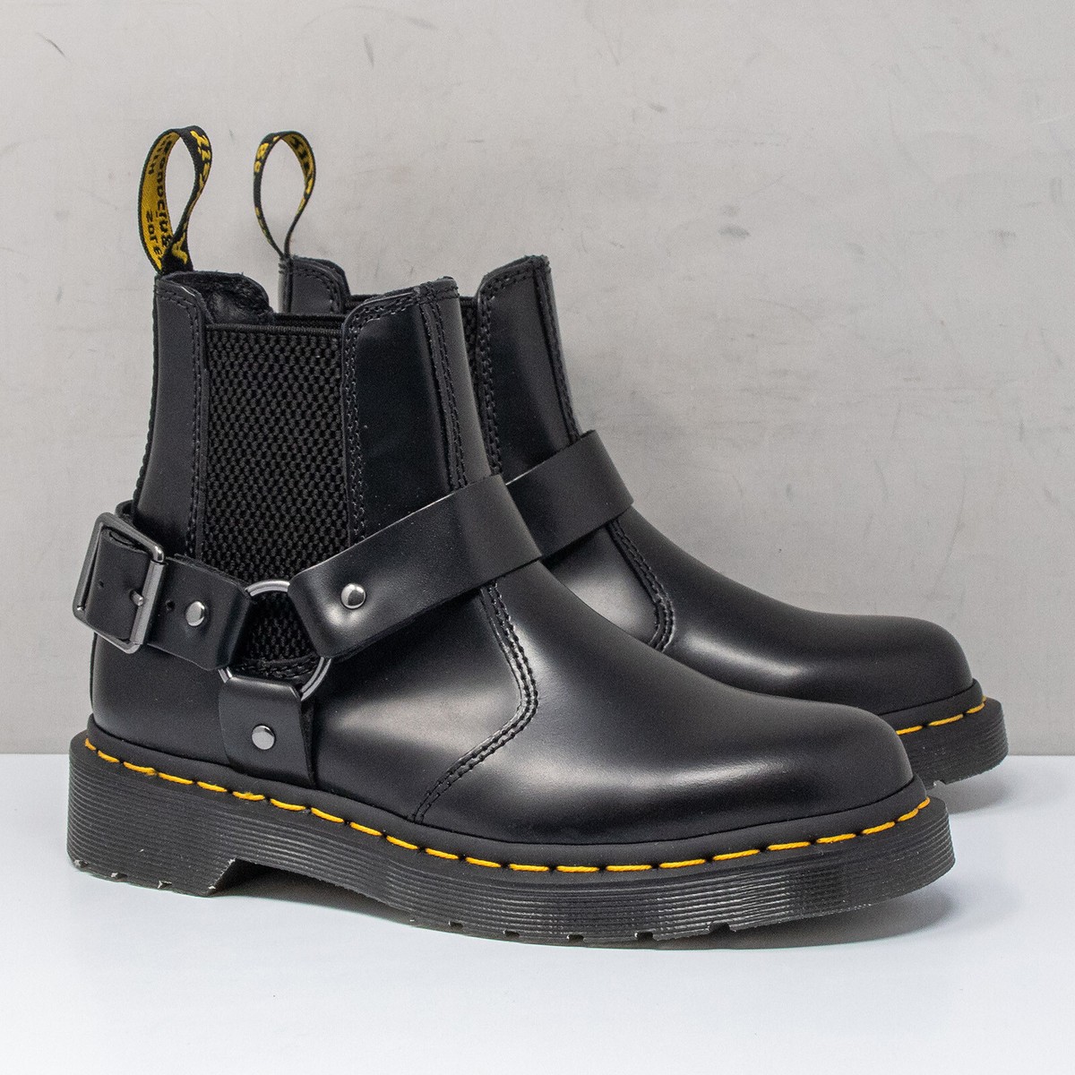 Dr Martens Wincox Black Leather Harness Chelsea Boots, Women's 5