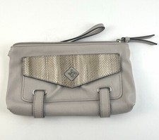 Gray Vera Wang  / Faux leather Snakeskin Iridescent Wristlet Clutch Purse