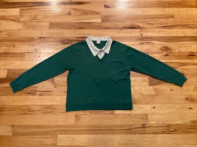 HABAND Vintage Green Long Sleeve Polo Golf Vest Sweater Shirt Retro Mens Large - Image 1 of 4