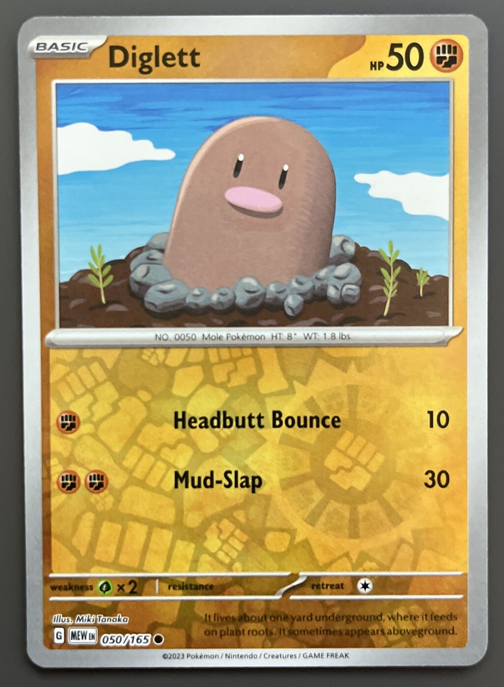 Reverse Holo Diglett 050/165 Common Scarlet and Violet 151 Pokemon TCG Near Mint