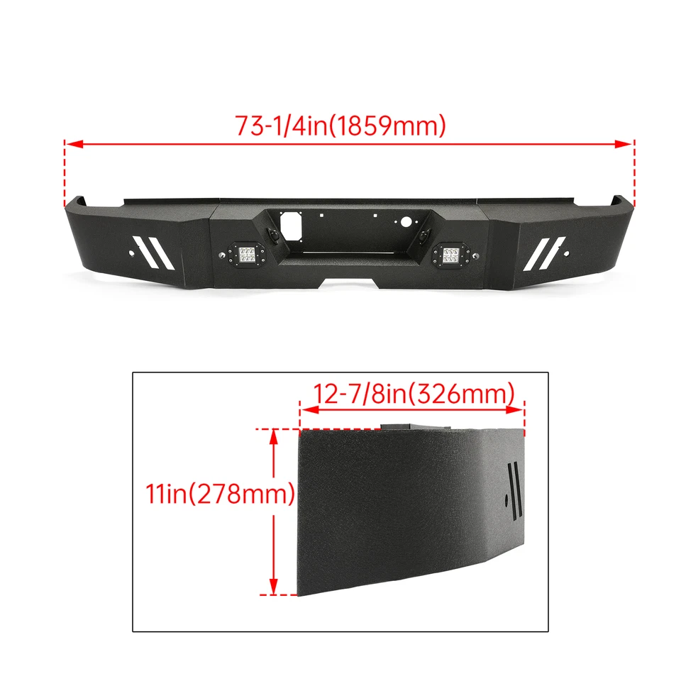 Black Steel Rear Bumper for 2015-2019 Chevy Silverado 2500/3500 with LED lights Foto 4 de 4