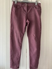 Ladies Clothes Size 10 Red Berry Colour Jeggings By Marks & Spencer Short Leg