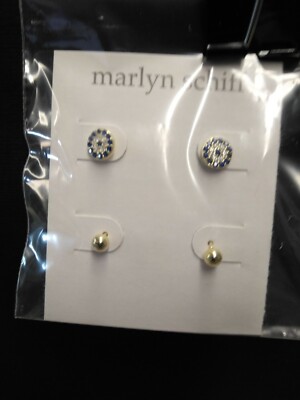 Marilyn Schiff Karlie Sterling Silver 2 Piece Earring Set Blue