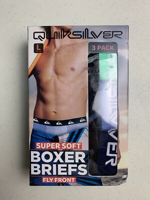Quiksilver 3-Men's Super Soft Boxer Briefs Underwear Large New