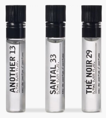 LE LABO 3pc Sample Set: Santal 33, Another 13, The Noir 29 .025oz, .75mL Ea NEW