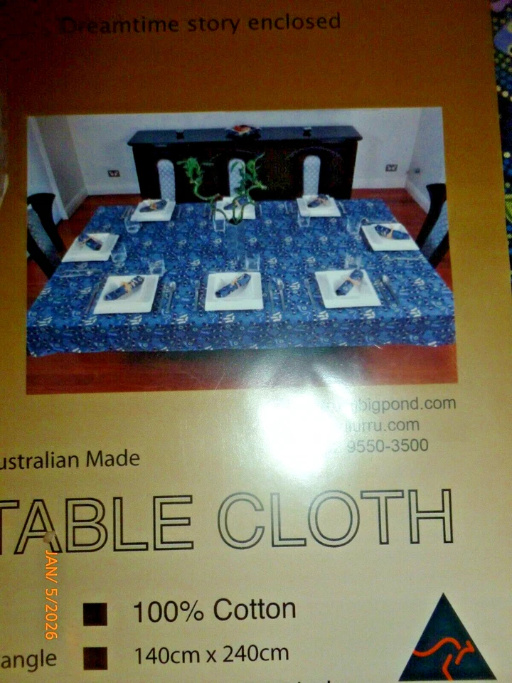 NEW Bulurru Designs 55” X 95” Tablecloth Bug Lizards Snakes Australia Aboriginal - Image 3 of 3