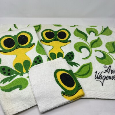 Vintage Frog Towel Bath Set Green Burlington Anita Wagenvoord