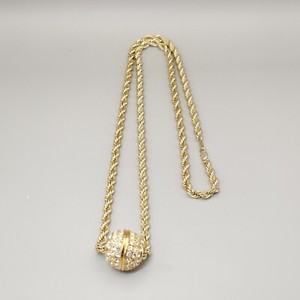 Authentic 36 Inch Rope Chain Necklace Gold Plated Rhinestone Slide Ball 14RGP disco ball