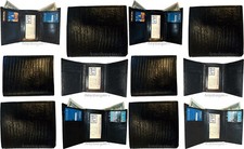 Lot of 12 Man's Black Trifold wallet new style lizard Printed Leather wallet