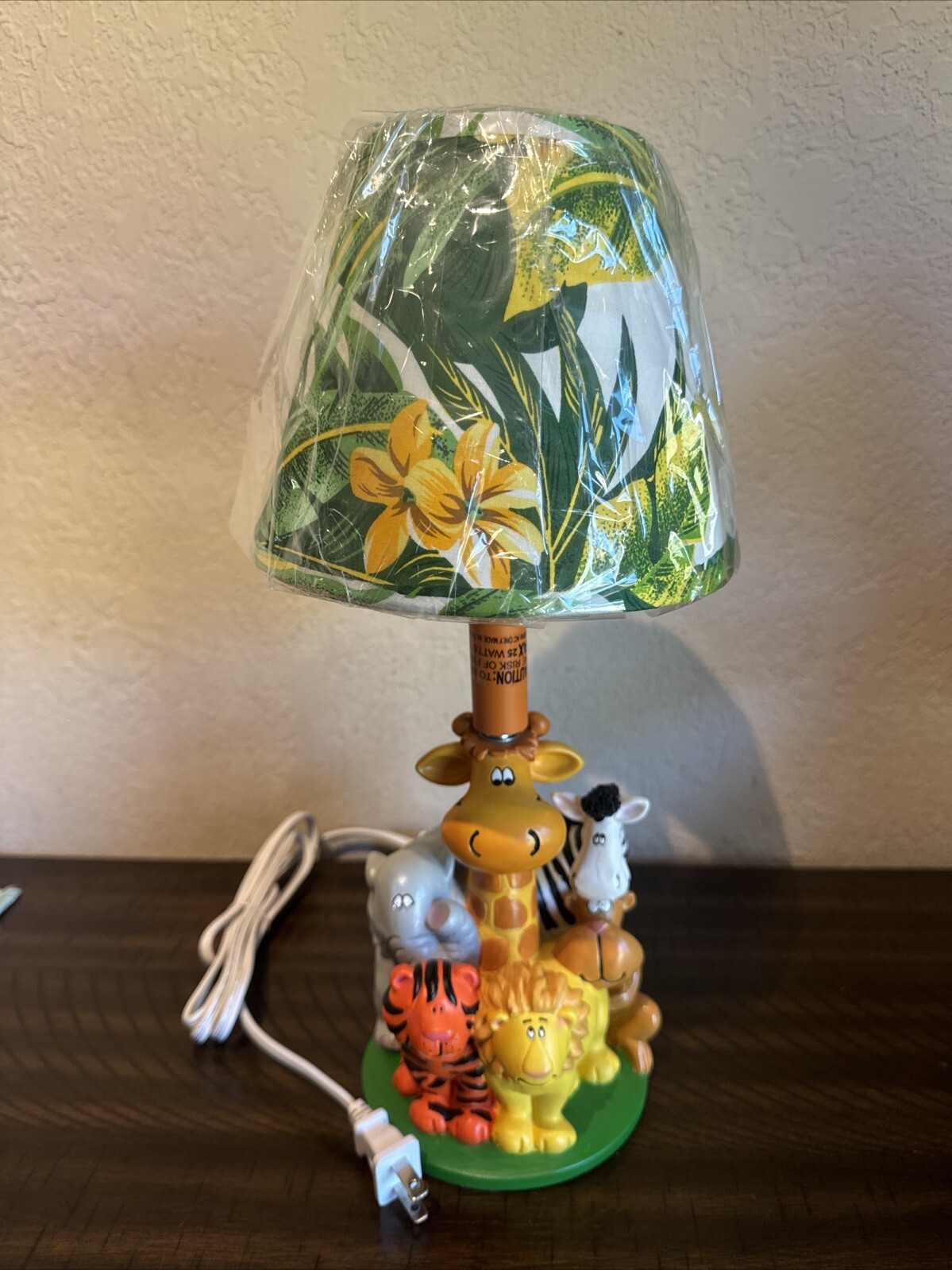Table Lamp & Shade Kids Room Vintage Safari Animals Bedroom Play Area Lighting-image
