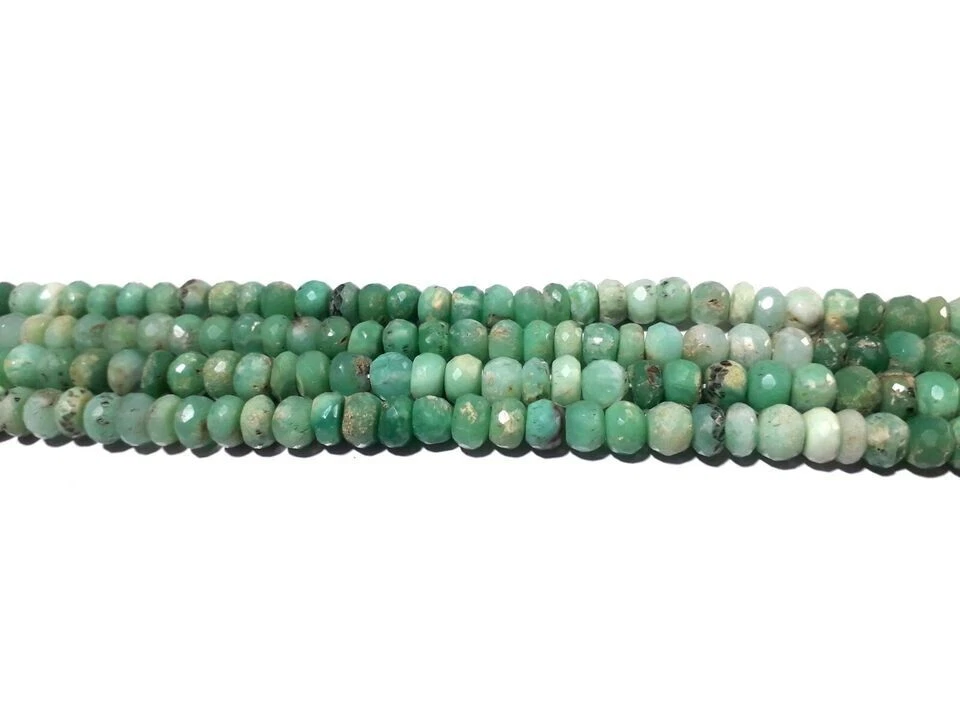Cuentas de piedras preciosas facetadas de crisoprasa Rondelle de 7-8 mm 8,5" pulgadas 95 quilates 1 hilo Foto 3 de 4