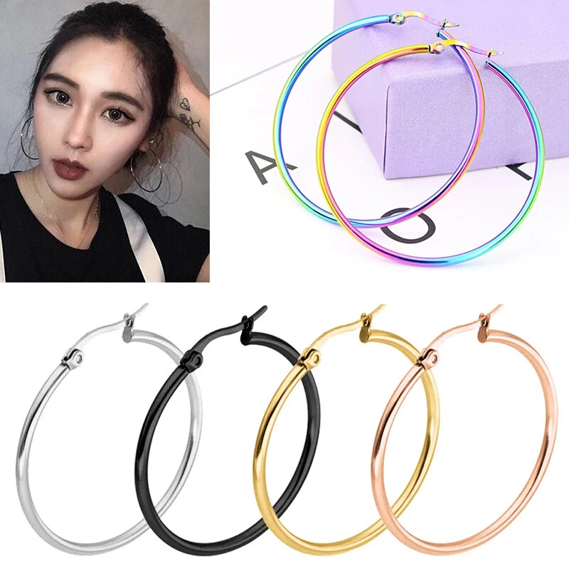 Large titanium 2024 hoop earrings