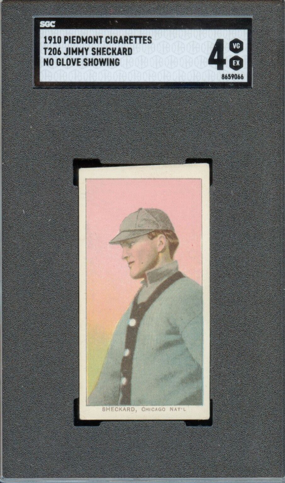 SGC BB - 1909-11 - T206 - Piedmont 350 - Jimmy Sheckard No Glove - SGC 4 - VG-EX