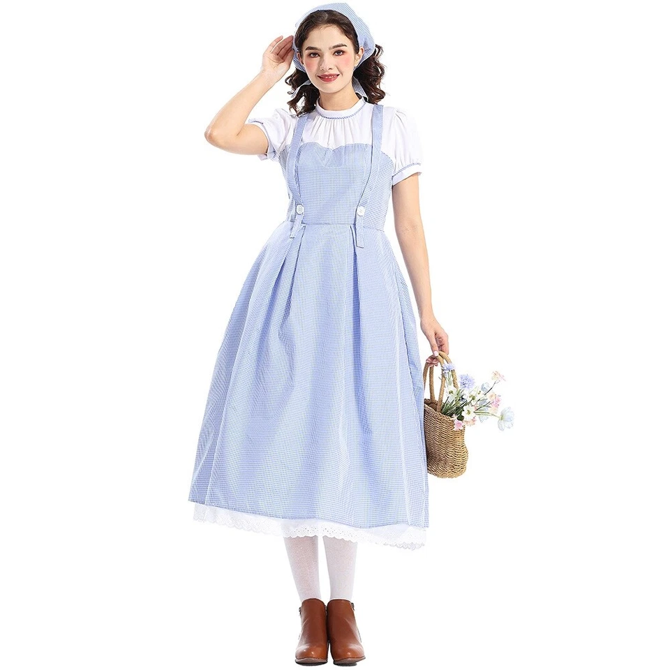 Ladies Wizard of OZ Dorothy Costume Book Week Disney Halloween Blue Fancy Dress - Image 2 of 4