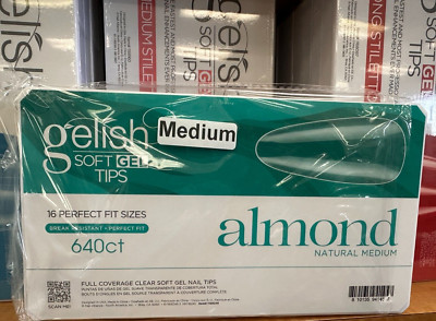 Harmony Gelish Soft Gel Tips - Medium Almond  Box Of 640 ct  - New 2024