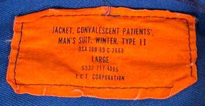 Vintage US Army Medical Convalescent Patient Winter Jacket Coat