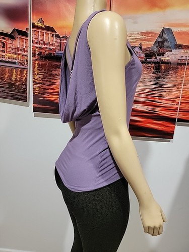 Exquisite Karen Millen England Women Purple Draped Back 6 Womens Top Blouse#7 - Picture 7 of 10