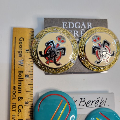 Vintage Berebi Earring Lot of 6 Berebi Gold Tone Enamels Posts and Clip Nos - Picture 15 of 17