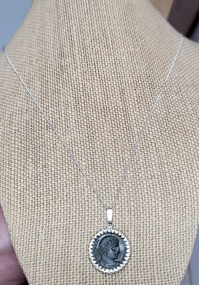 Collar de plata maciza Primer emperador romano cristiano Constantino el Grande  Foto 3 de 4