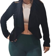 VTG My Michelle Womens Bolero Jacket Black Velvet Open Front Size M         