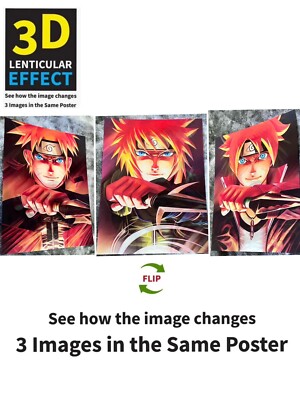 Naruto/BORUTO/Namikaz-Naruto 3D Poster 3D Lenticular Flip Effect,3 Images In One