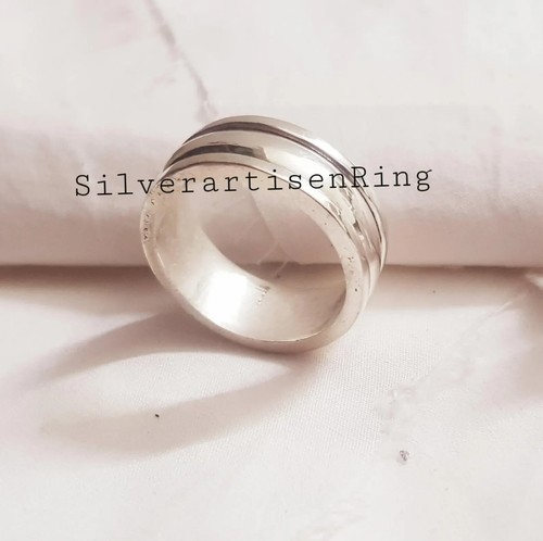 925 Sterling Silver Spinner Ring, Meditation Ring, Thumb Ring, Band Ring - Picture 8 of 8