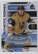 2022-23 Upper Deck SP Game Used Authentic Rookies Blue Kaedan Korczak Auto 14hk