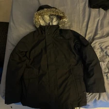 North Face Arctic Parka Puffer Jacket 550 Down Fill Women Large Black Faux Fur