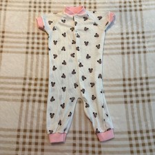Vintage 1984 Disney Minnie Mouse Play J's Pink White Snap Front Sleeper Romper