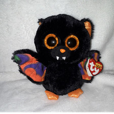 Ty Beanie Boos Scarem Black Bat Plush Orange Eyes Wings Ages 3 MPN 36493