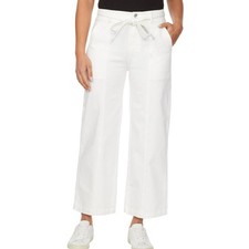 Hudson Wide Leg Pants White Coastal Resort High Rise Relaxed Casual Size 8