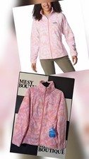 Columbia Womens Benton Springs Printed Full Zip Fleece Jacket Pink Size XL