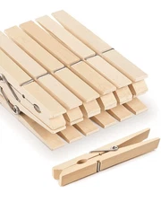 Large Clothes Pins Wooden Clothespins, 4 Inch 12 Pack Heavy Duty Outdoor Pegs...