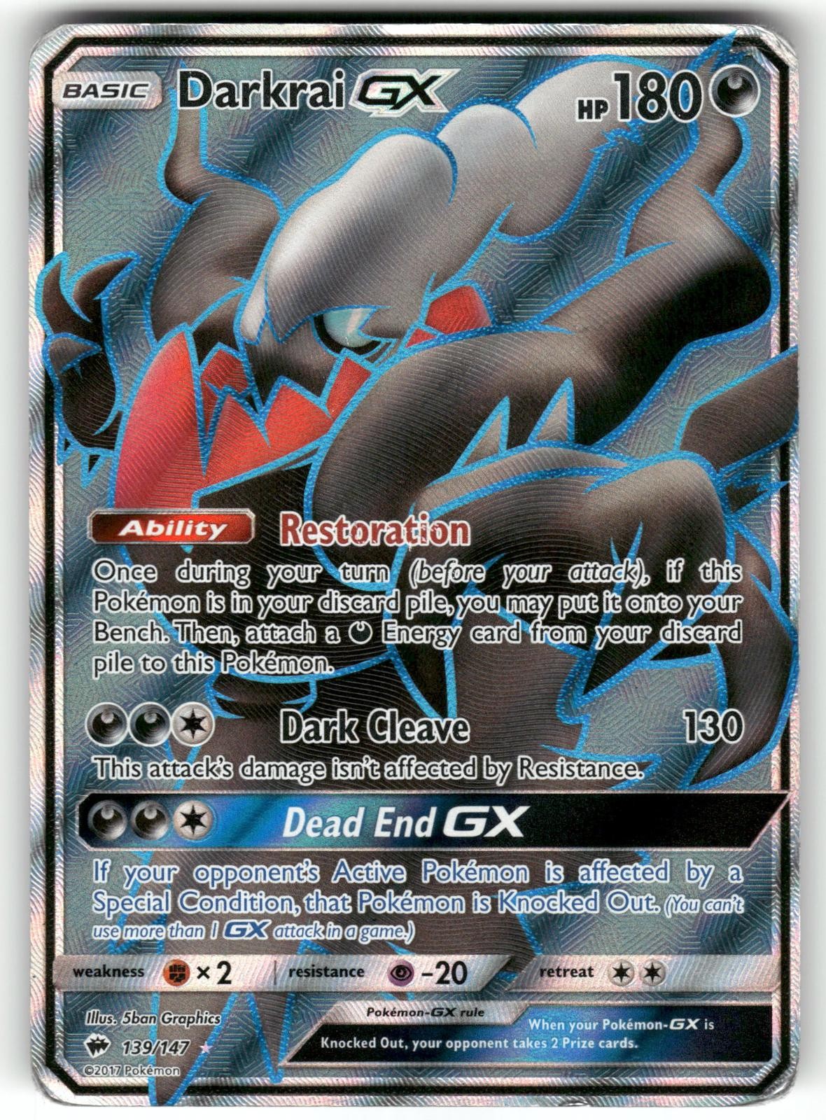 Darkrai GX 139/147 Ultra Rare Burning Shadows Pokemon Heavily Played