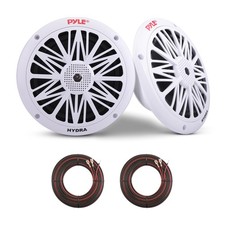 Pyle 6.5 Inch Dual Marine Speakers - 2 Way Waterproof and Inch, White