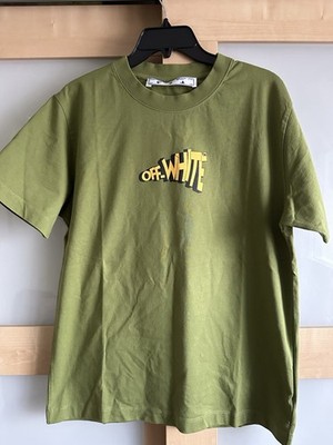 $450 Mens Off-White Cartoon Arrow Cotton Crewneck T-Shirt Khaki Green Medium