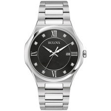 Bulova Men's Diamond Marker Black Silver Chronograph Quartz Watch 42MM 96D156 - Image 1