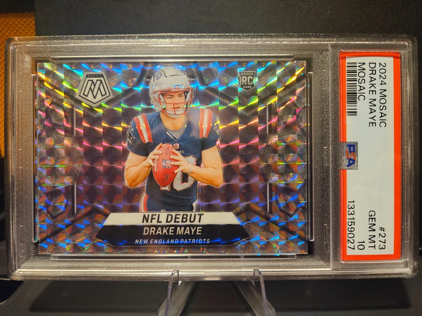 2024 Panini Mosaic NFL Debut Prizm Drake Maye #273 PSA 10 GEM MT Rookie RC