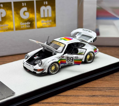 EY PGM 1:64 White Apple #89 RWB 964 Sports Open Model Diecast Display Car 