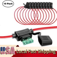 10 PCS PACK 12 GAUGE ATC FUSE HOLDER IN-LINE AWG WIRE COPPER 12 VOLT POWER BLADE
