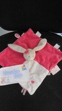 doudou plat lapin Anna & Pili blanc rose coeur NOUKIE'S NOUKIES