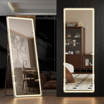 Dimmable LED Full Length Mirror 60''x16'' with 3 Color Lighting - Free Standing