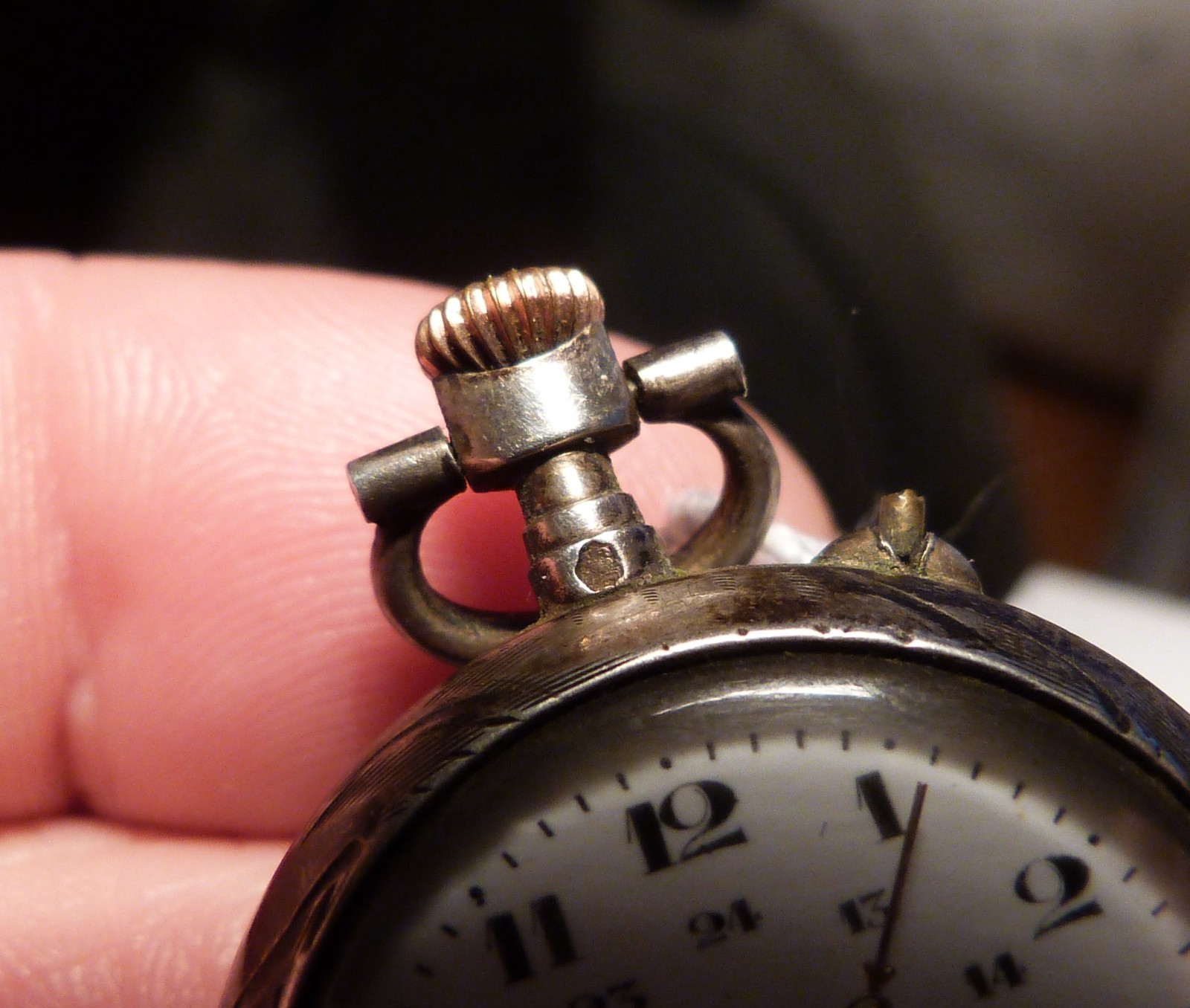 Pretty Antique COLLAR WATCH, Solid Silver Pocket … - image 4
