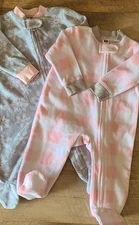 Hudson Baby Girl Plush Fleece Snowflake Pink Buffalo Plaid Footie Pajamas 3-6 Mo
