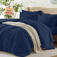Queen Comforter Set with Sheets, 7 Piece Comforter Set Queen Queen/Full Navy
