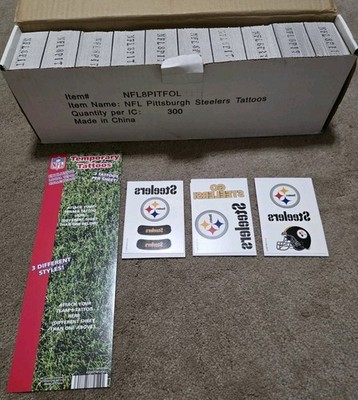 2007 Vending Machine NFL Pittsburgh Steelers Temporary Tattoos Full Box of 300 