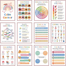 Calming Corner Posters for Classroom, 12 Pcs Toddler Learning Posters Feelings C