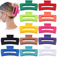 4.1 Inch Jumbo Claw Clips for Thick Hair - 12 Pcs Square Hair Accessories for Wo