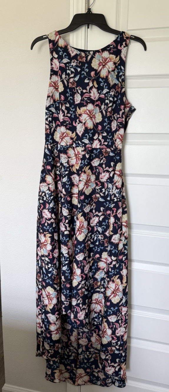 Nicole by Nicole Miller Dip Hem Dress Size 10 Woman's Blue Floral Sleeveless